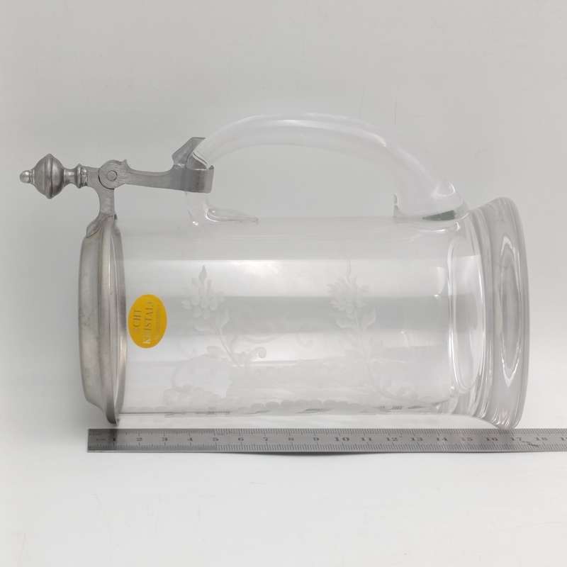 Vintage German Crystal beer Stein with tin lid