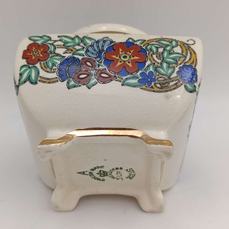 Antique Lancasters porcelain sugar bowl with silver plated lid
