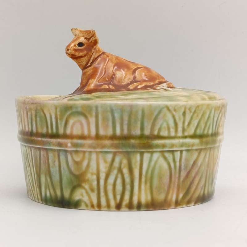 Vintage Royal Art pottery Longton bowl with cow lid