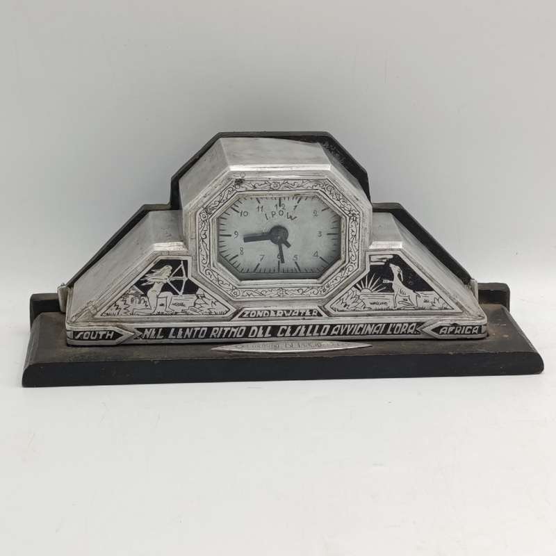 WW2 South African POW trench art clock made by Italian Prisoner of War at Zonderwater camp