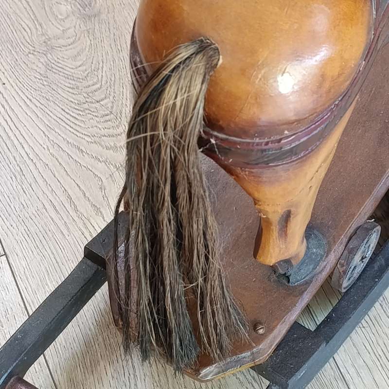 Antique hand carved wooden rocking horse