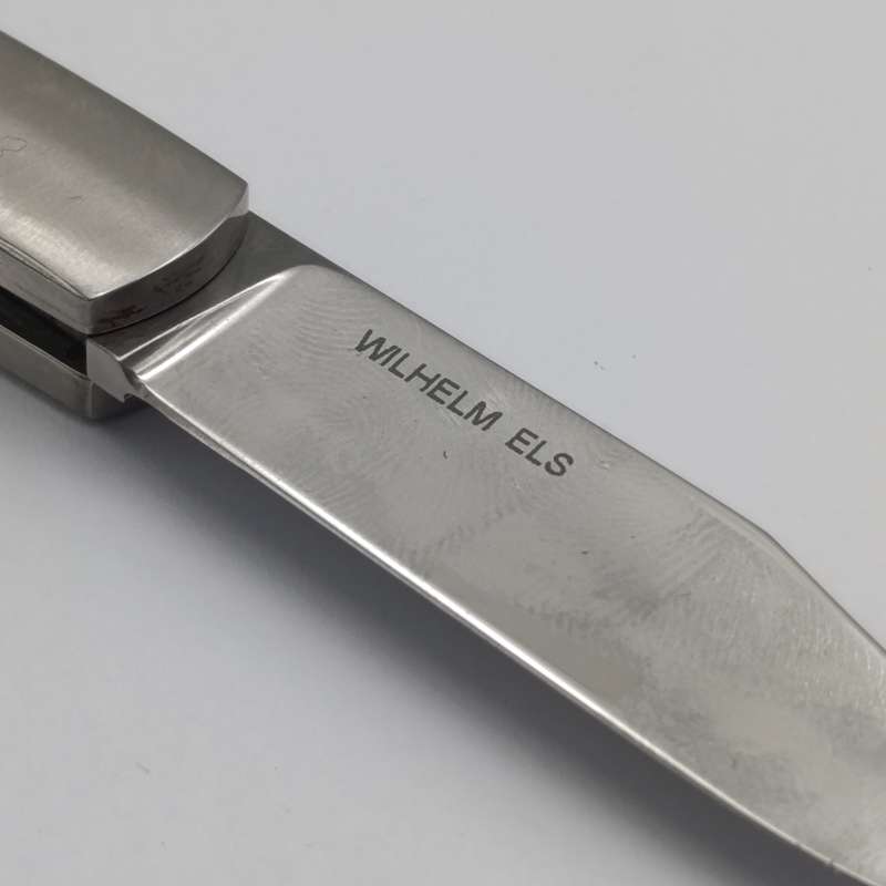 Shika handmade pocket knife by Rian Labuschagne in box - marked Wilhelm Els on blade
