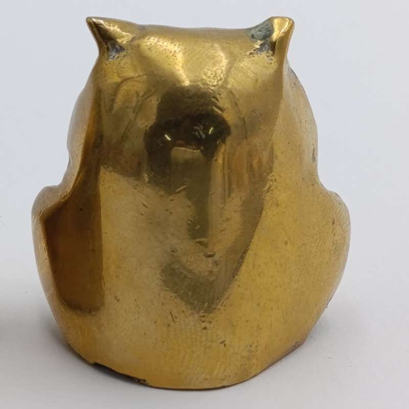 Pair of vintage solid brass miniature owls