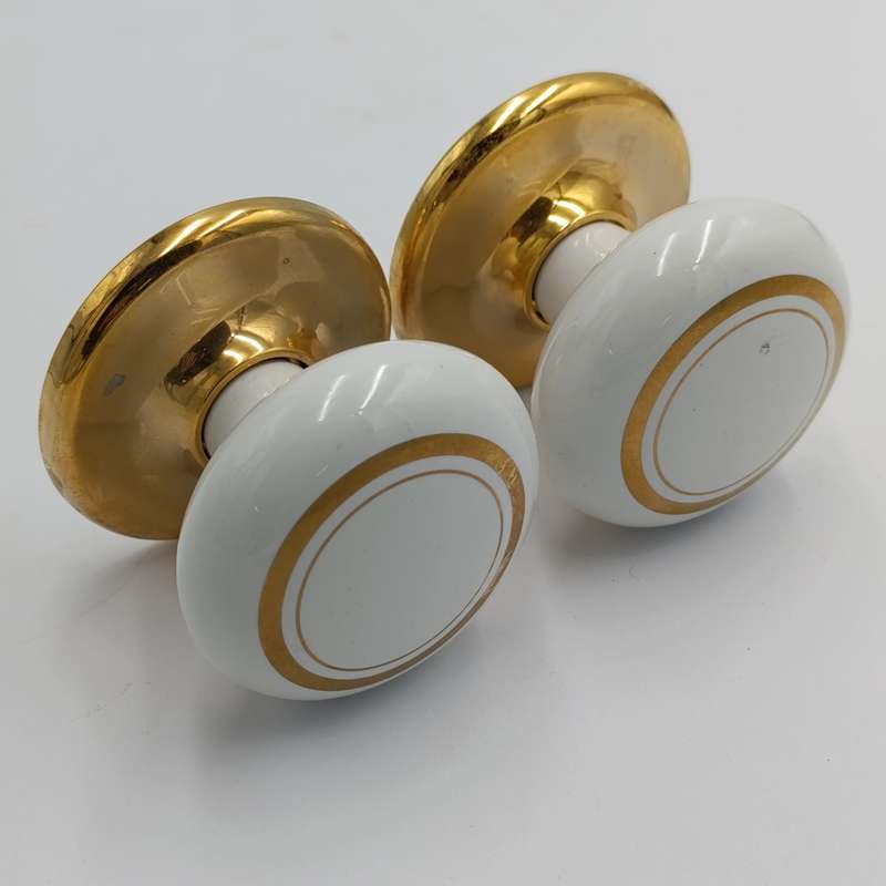 Vintage Victorian Style porcelain and brass door handles