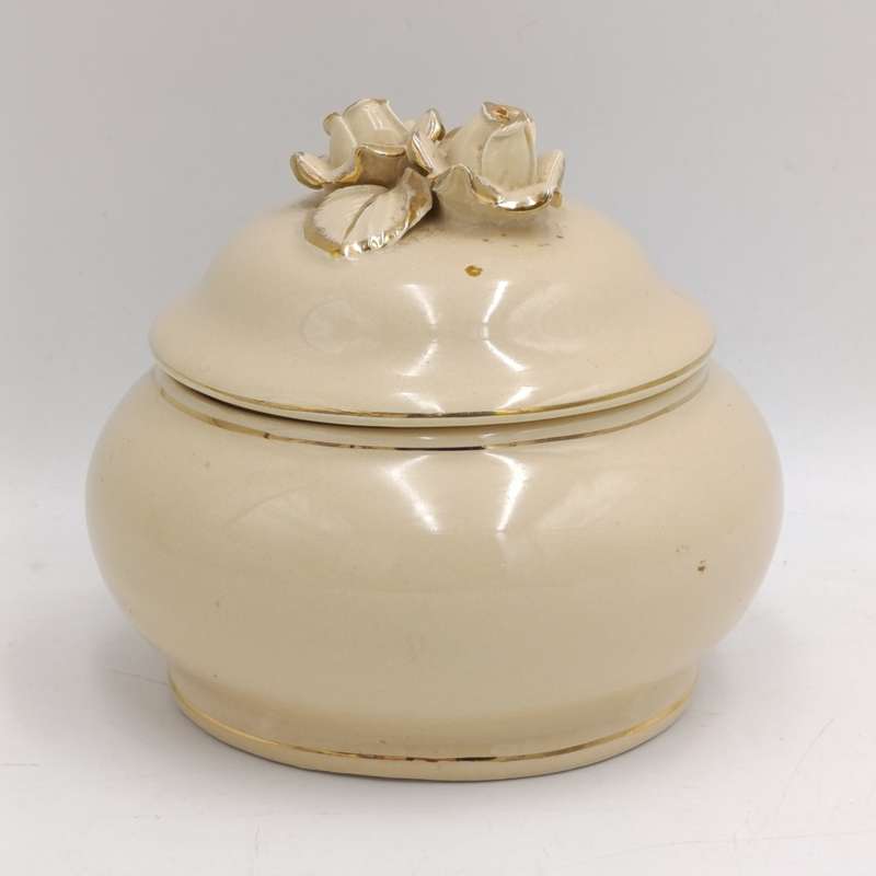 Vintage Elweco porcelain trinket bowl with flower lid