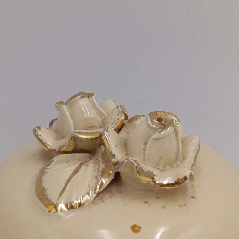 Vintage Elweco porcelain trinket bowl with flower lid