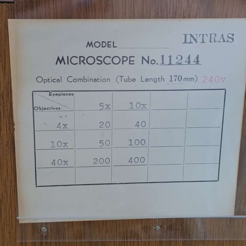 Vintage Intras No.11244 microscope in wooden case