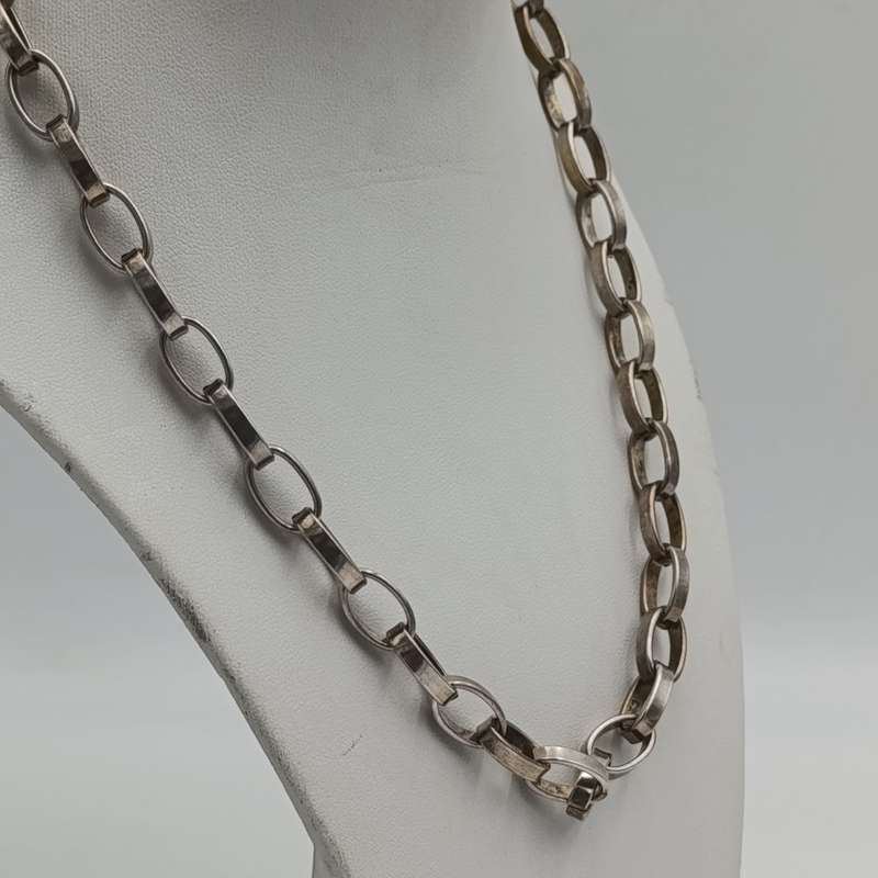 Vintage Sterling Silver necklace with large links - weighs 48,2g - length 45cm