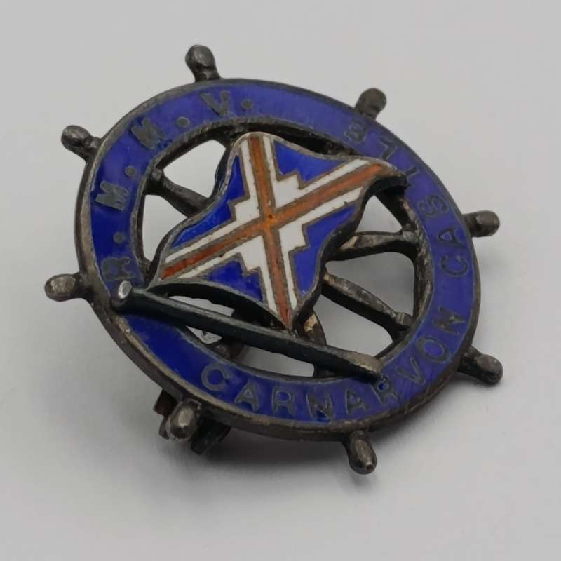 Vintage Sterling silver RMMV Carnarvon Castle pin badge