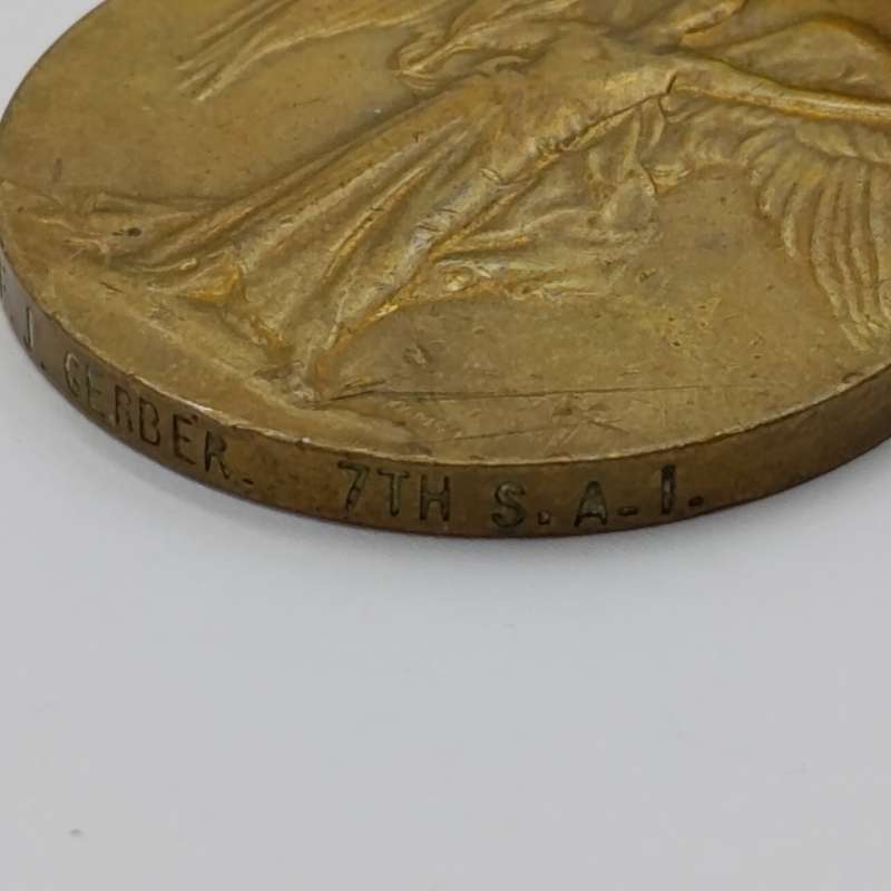 WW1 Victory medal issued to Pte. FJ Gerber, 7th SA Infantry