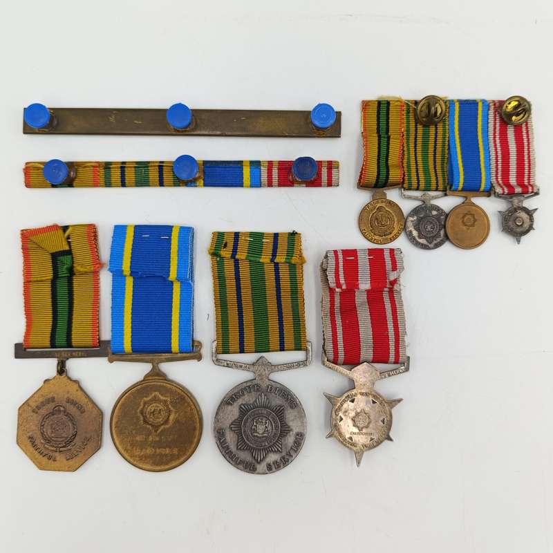 Set of 4 Police and Railway Police medals issued to Captain JJ van der Merwe - plus miniature set