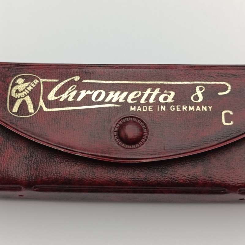 Vintage Hohner Chrometta 8 harmonica - key C - in pouch