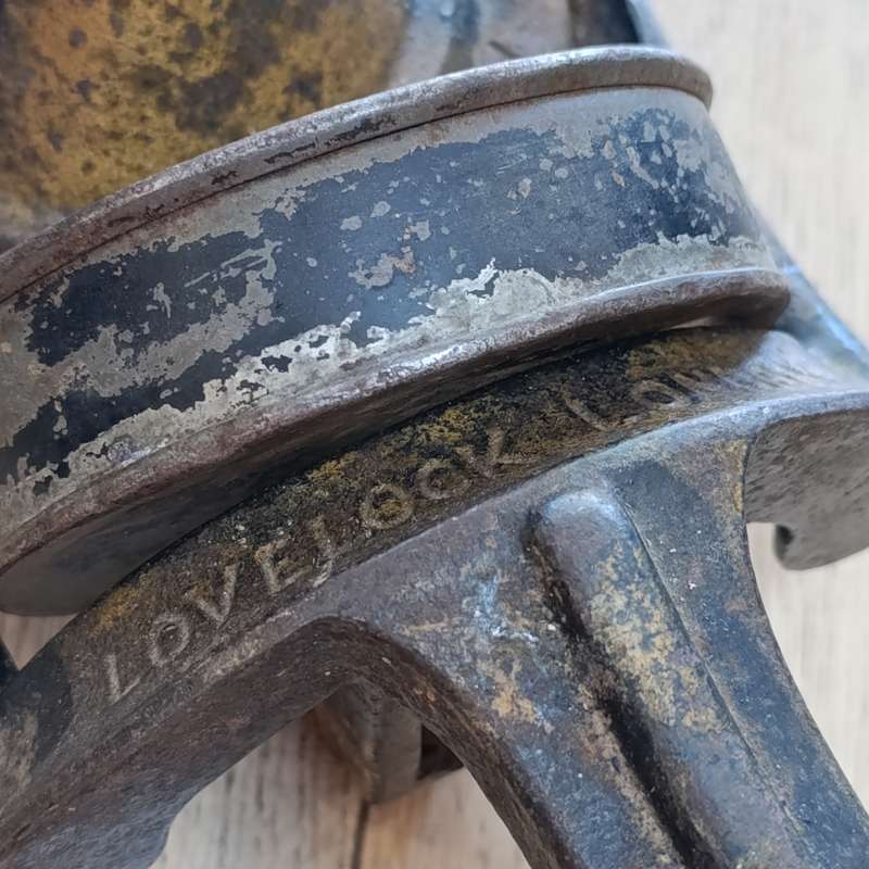 Vintage Lovelock No.2 coffee grinder with tin