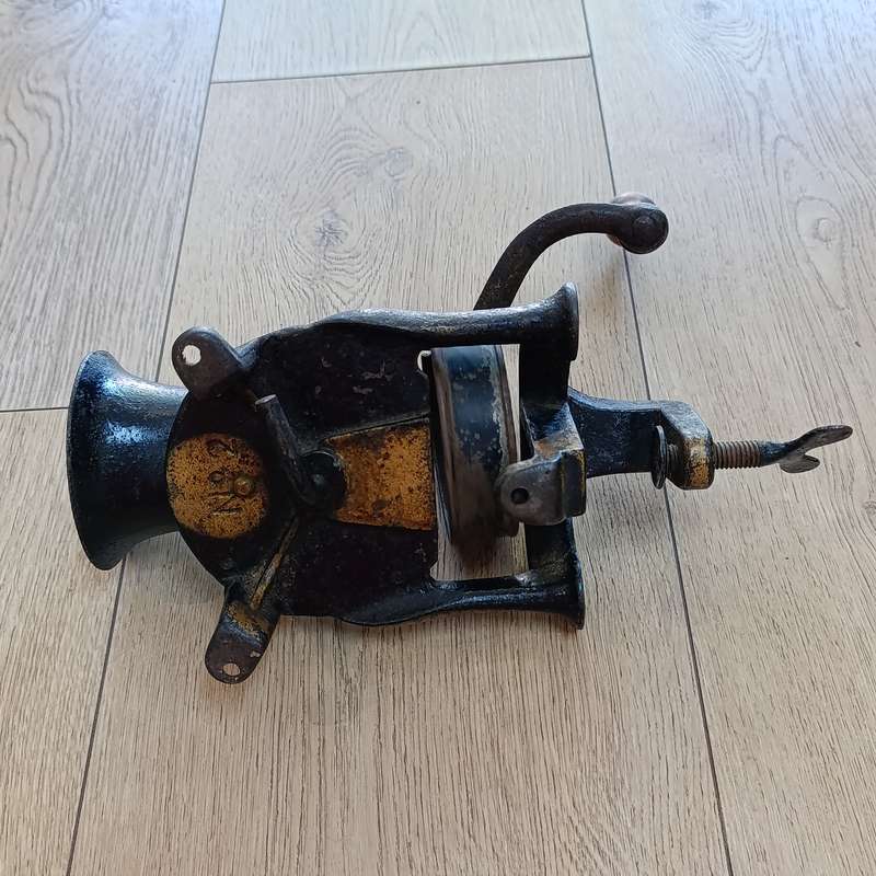 Vintage Lovelock No.2 coffee grinder with tin