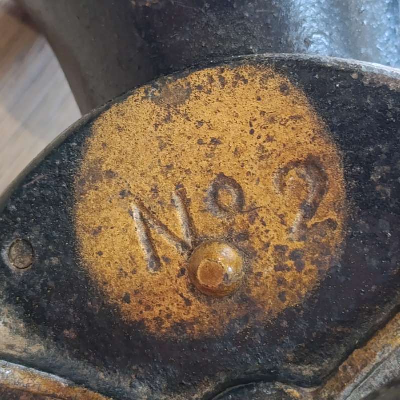 Vintage Lovelock No.2 coffee grinder with tin