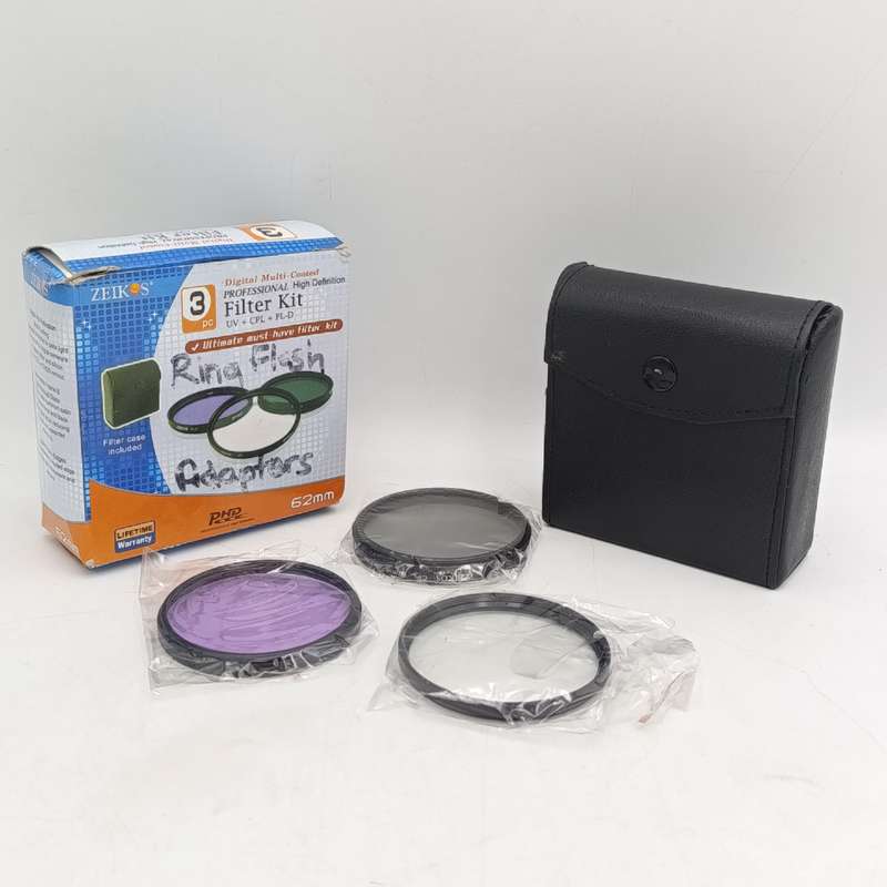 Zeikos 62mm filter set in protective case 3 different filters