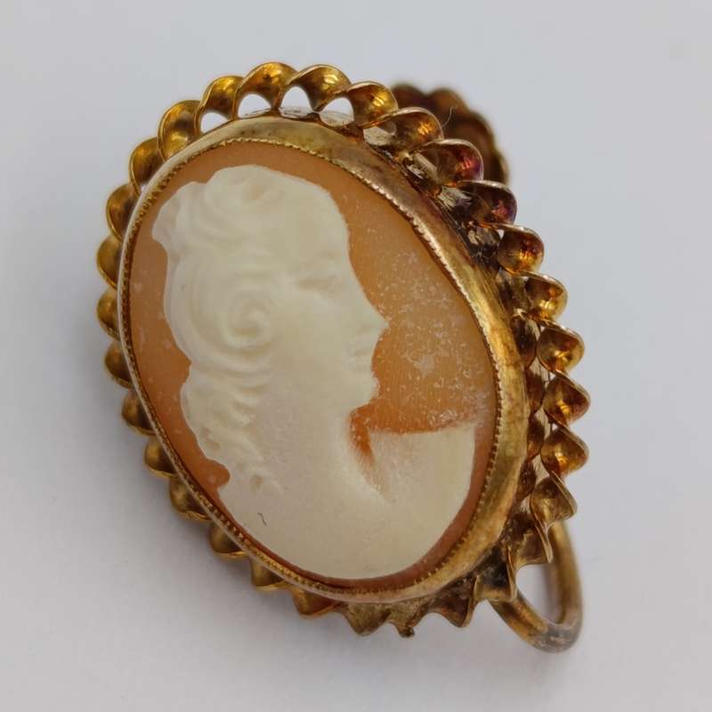 Pair of vintage cameo screw-on earrings in 9kt gold - 3,2g
