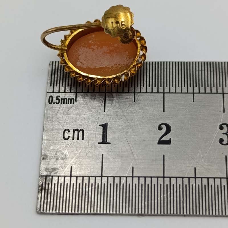 Pair of vintage cameo screw-on earrings in 9kt gold - 3,2g