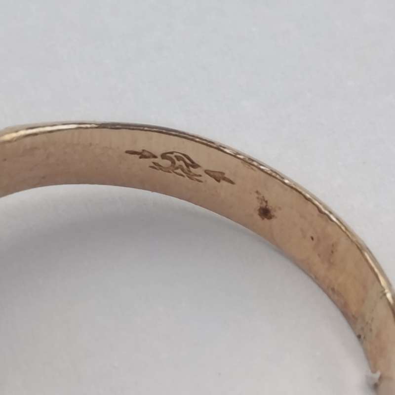 9kt gold phoenix ring with red garnet - weight 3.1g