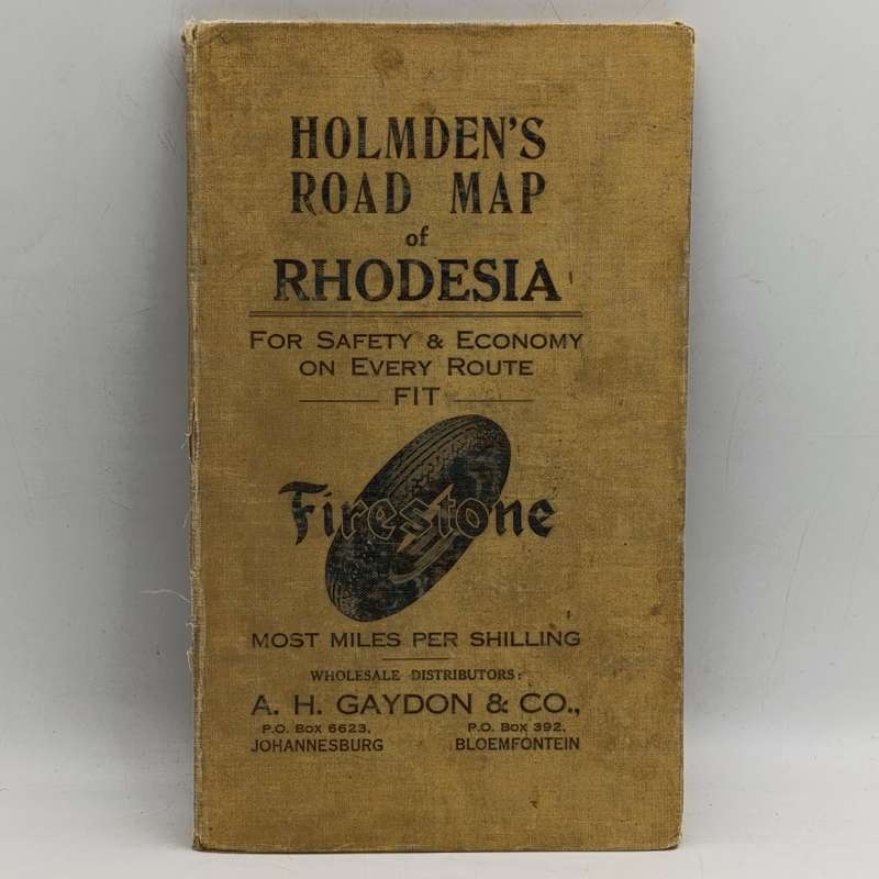 Vintage Holmes Road map of Rhodesia - Southern Rhodesia with insert of Northern Rhodesia