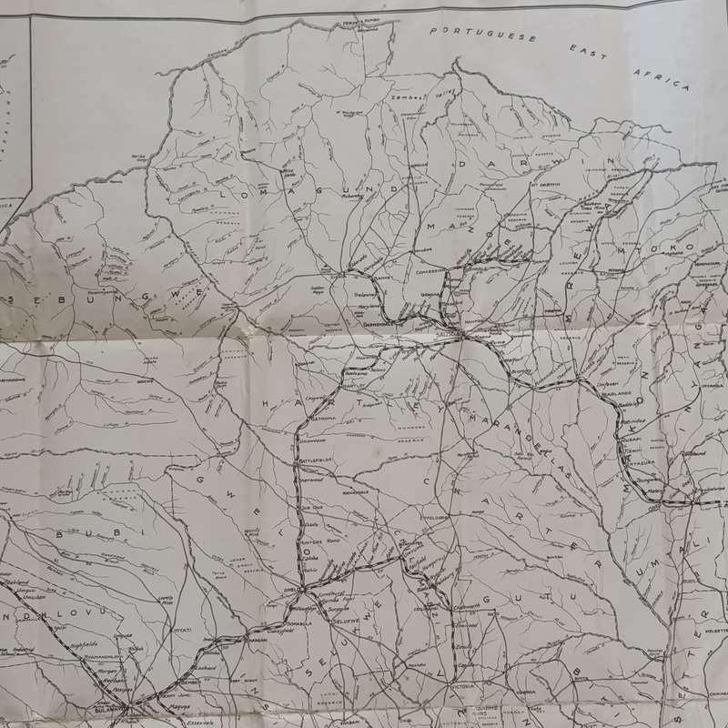 Vintage Holmes Road map of Rhodesia - Southern Rhodesia with insert of Northern Rhodesia