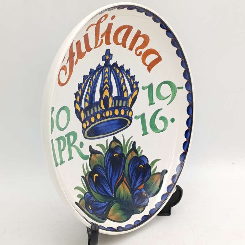 Dutch Juliana 30 April 1916 commemorative porcelain plate by Aluminia Denmark Royal Copenhagen
