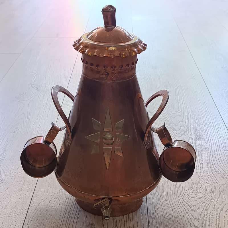 Antique Turkish Style coffee urn with cups - marked Kandikio Uitenhage