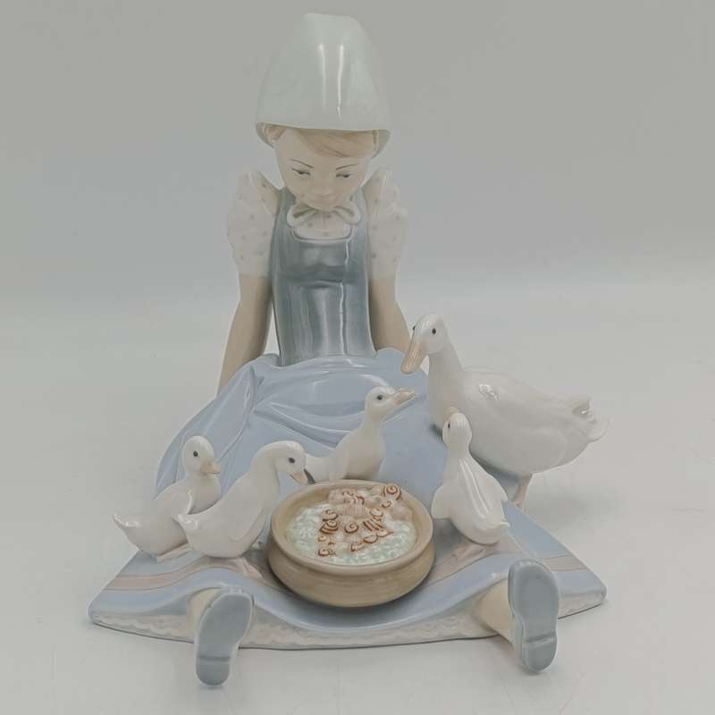 Lladro  Daisa 1979 My Hungry Brood girl feeding ducks figurine - no box