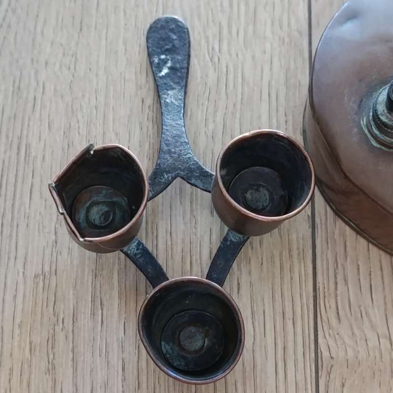 Antique unusual copper oil burner