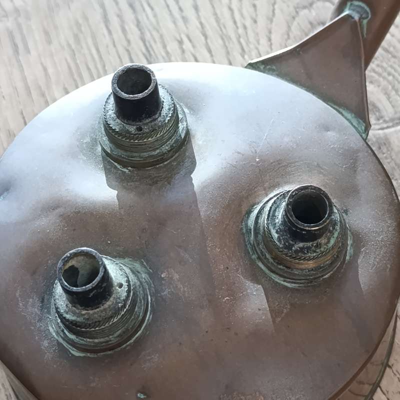 Antique unusual copper oil burner