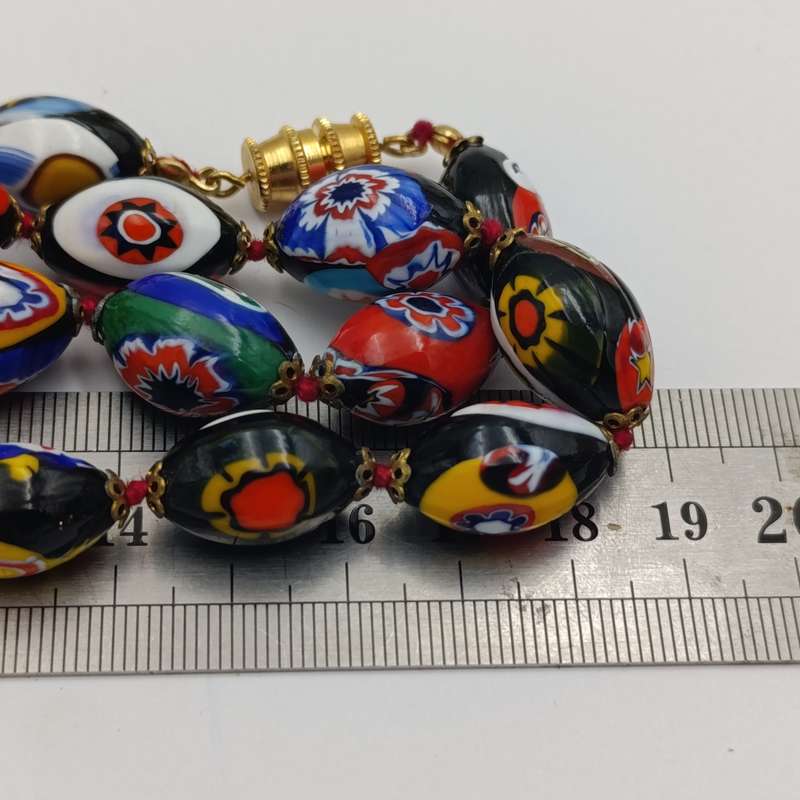 Vintage Murano Moretti Millefiori bead necklace (37 beads)