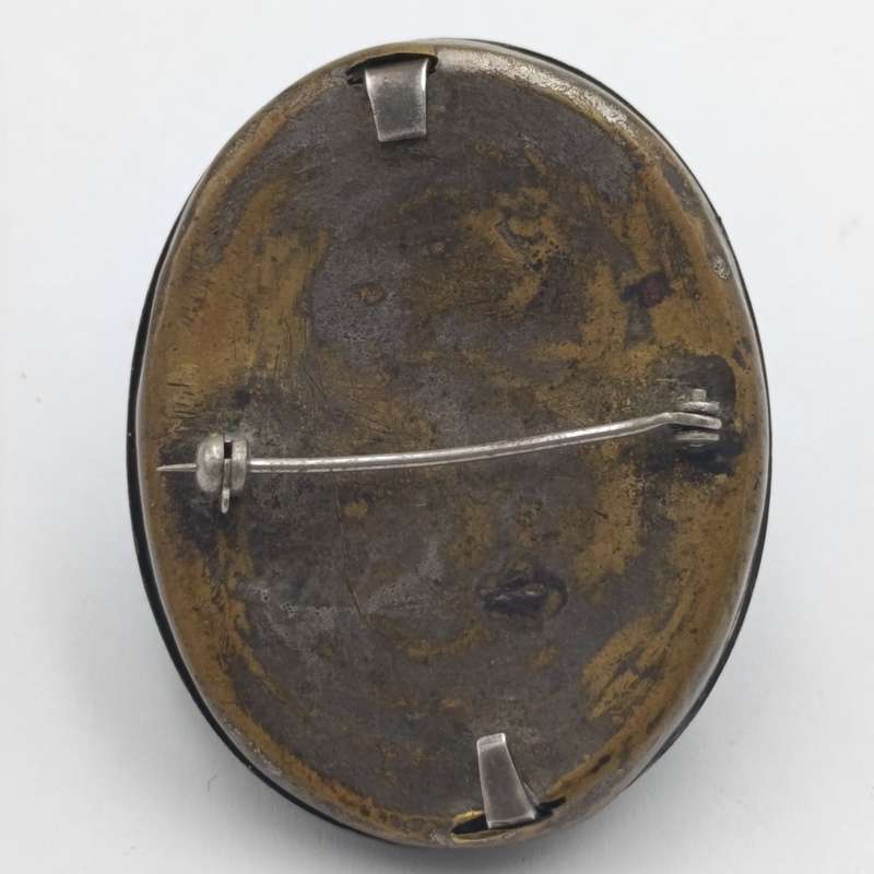 Antique handprinted portrait of lady in brooch late 19th century French school