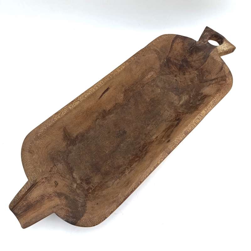 Antique Voortrekker wooden butter dish/botterbak with scoop