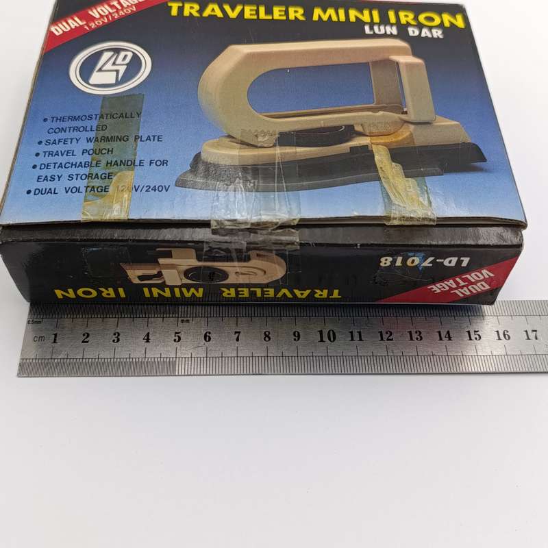 Vintage traveling iron in box