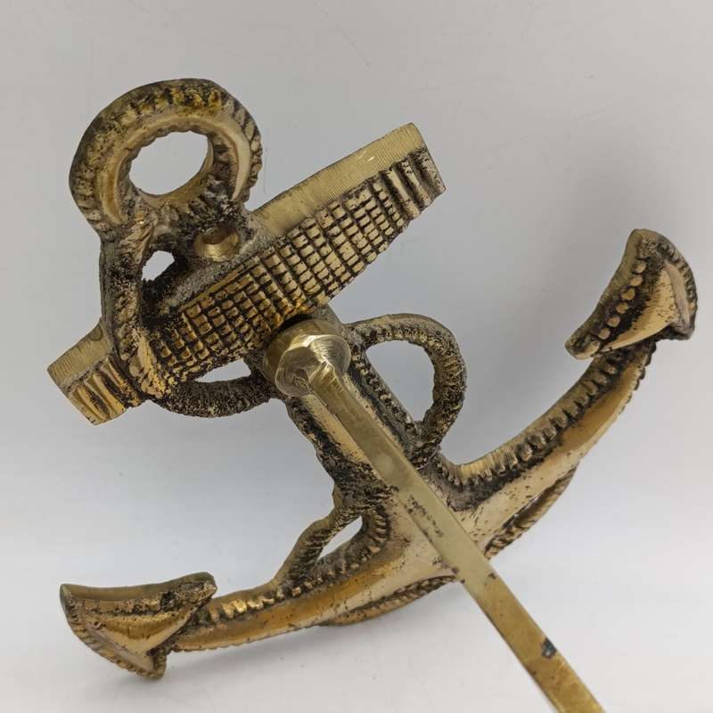 Vintage brass wall hanging bell with anchor mount