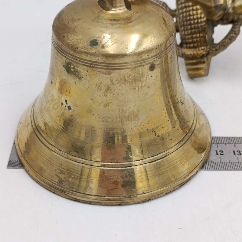 Vintage brass wall hanging bell with anchor mount