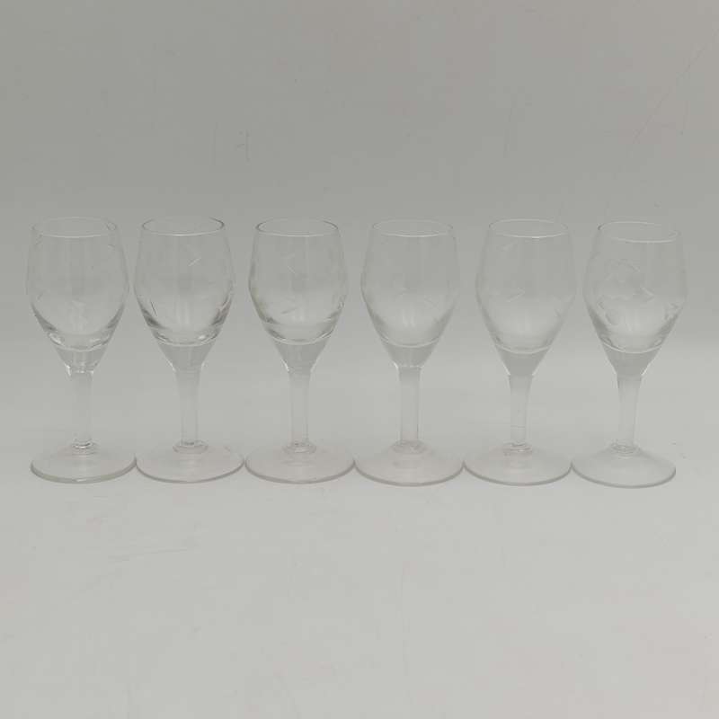 Six grape-pattern Port glasses-original packaging unused