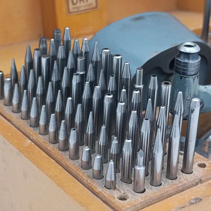 Vintage Boley watchmaker punch tool set in case