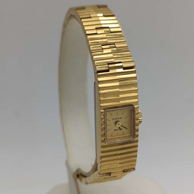 Vintage Delfin Edox gold colour mechanical ladies watch in original box - working