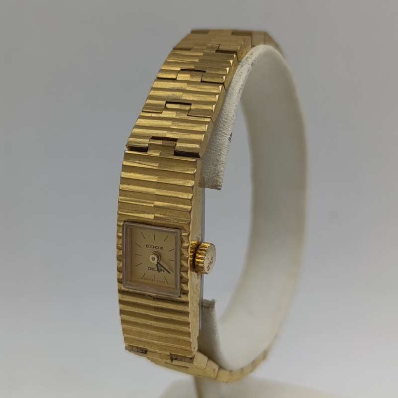 Vintage Delfin Edox gold colour mechanical ladies watch in original box - working