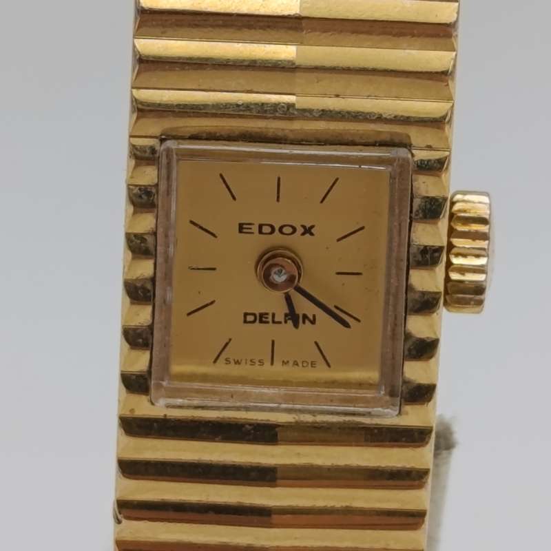 Vintage Delfin Edox gold colour mechanical ladies watch in original box - working
