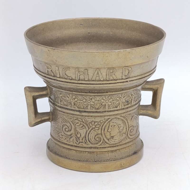 Vintage Richard Startyn 1623 brass commemorative mortar and pestle