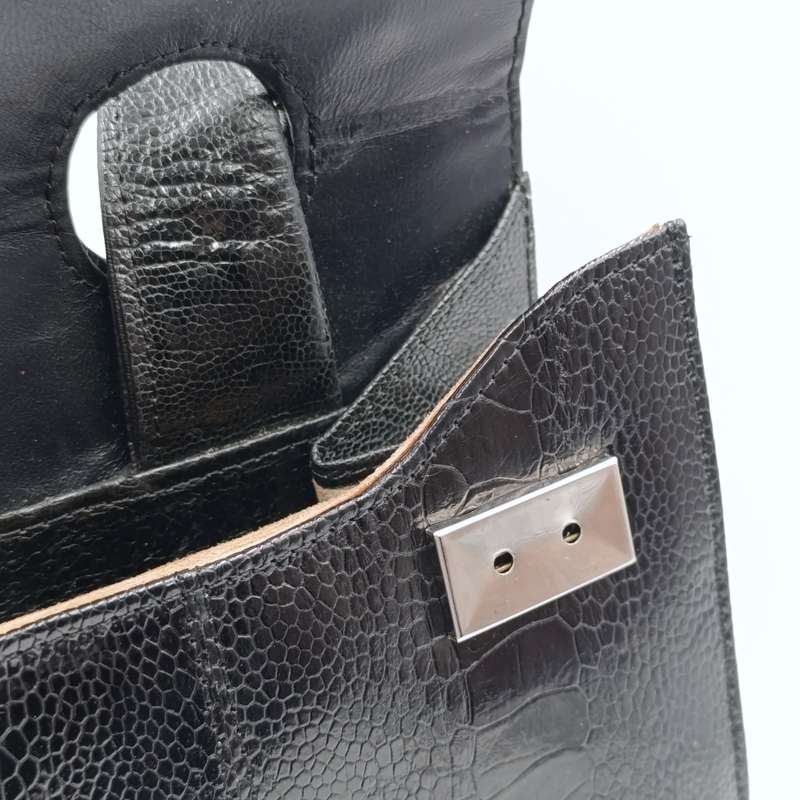 Vintage leather craft of distinction Cape Town crocodile Black leather handbag and purse