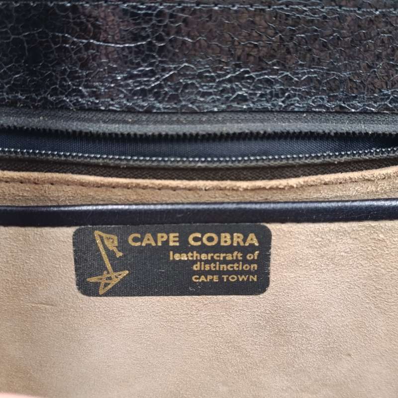 Vintage leather craft of distinction Cape Town crocodile Black leather handbag and purse