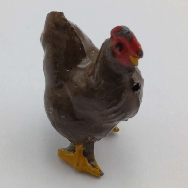 Vintage lead figurines - Farmer's wife with 2 chickens and turkey