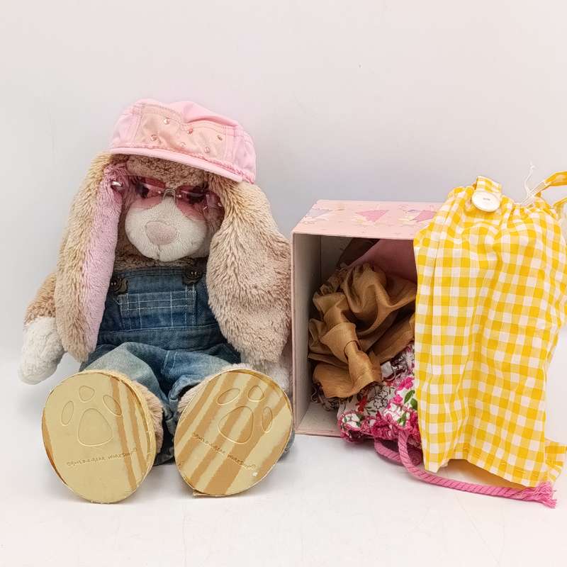 "Build a Bear" Rabbit with lots of Build a Bear clothes - Excellent condition