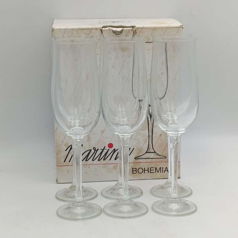 Set of 6 Martina Bohemia Champagne Crystal glasses