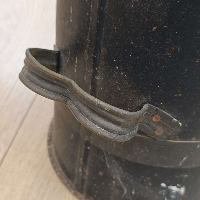 Antique metal coal scuttle with brass handles