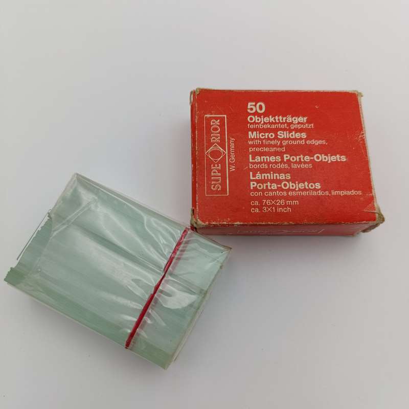 Vintage pack of microscope slides