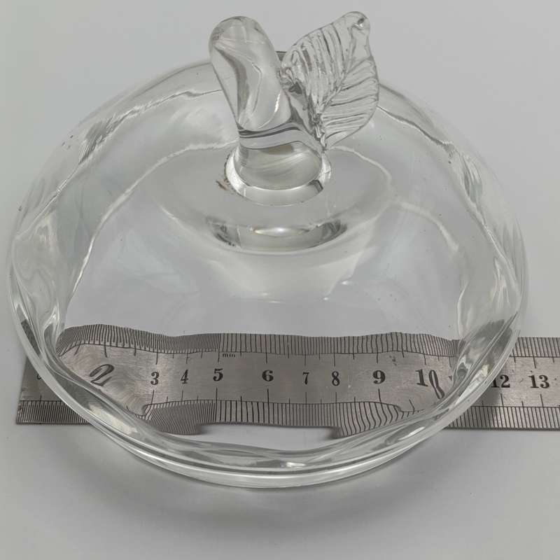 Vintage Bohemia Crystal sweets bowl with lid in shape of apple
